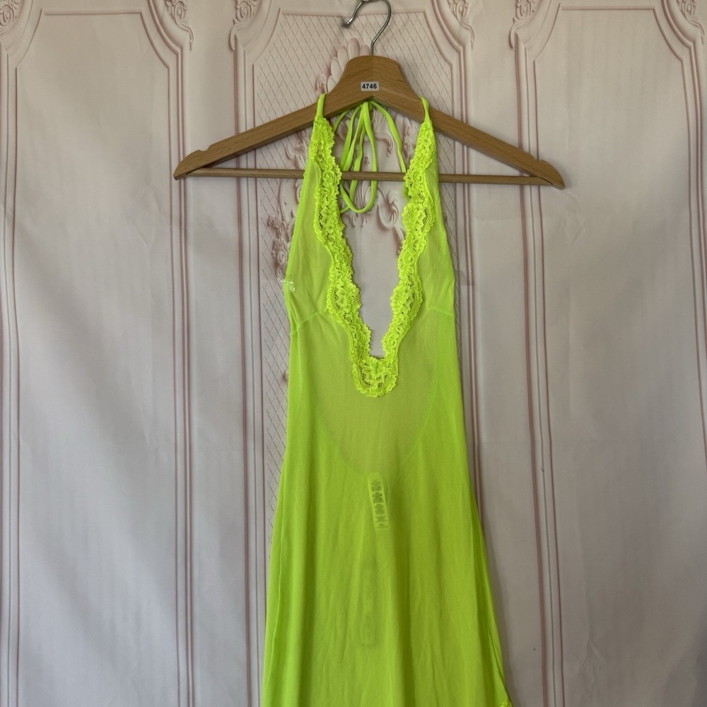 SKIMS SOLD Summer Mesh Lace Plunge Dress Green Highlighter SOLD